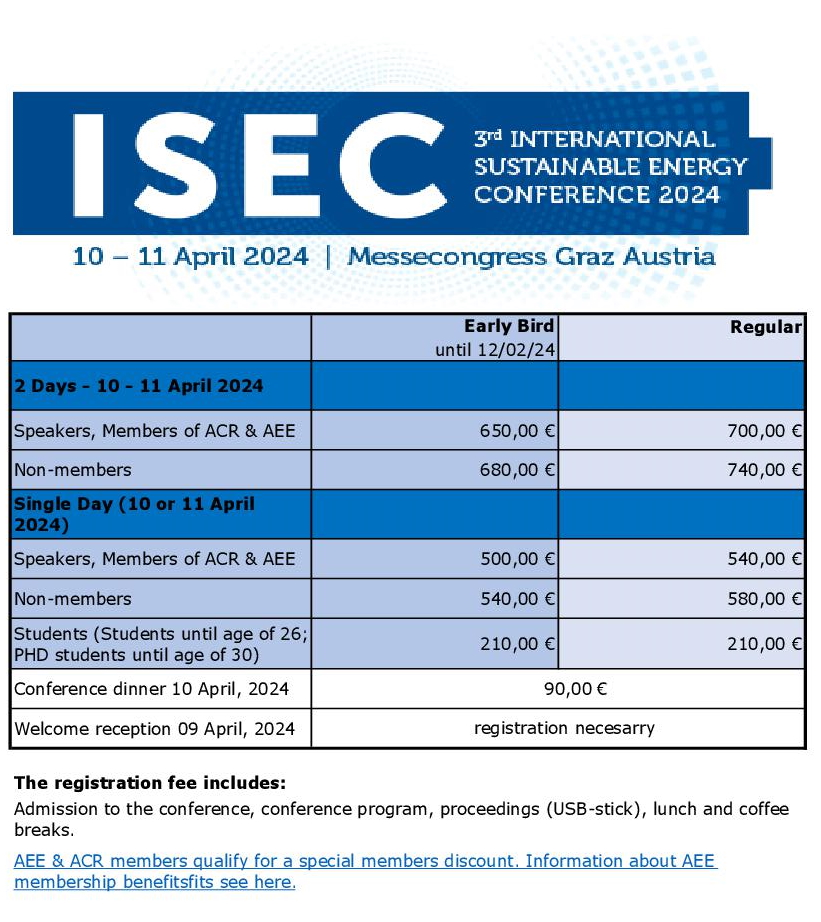 Conference fee ISEC 2024